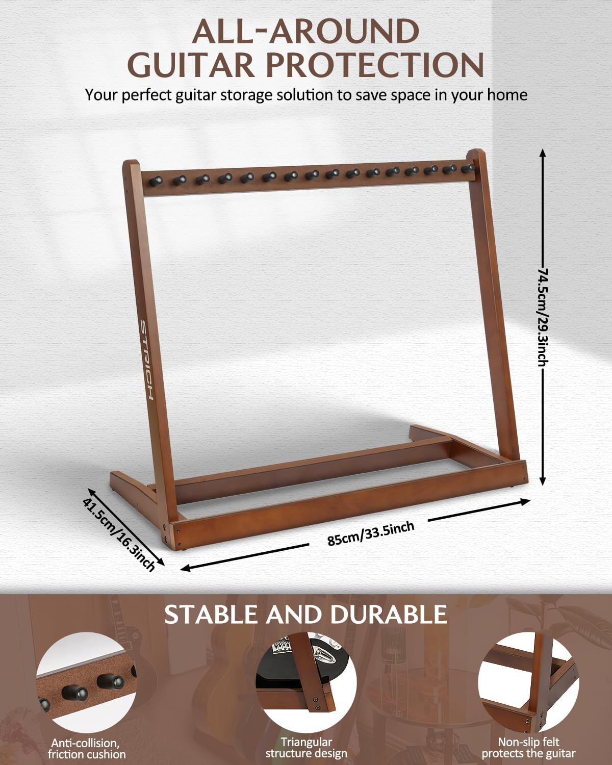 Wooden Multi Guitar Stand Rack - Musical Instrument Bass 评论和价格