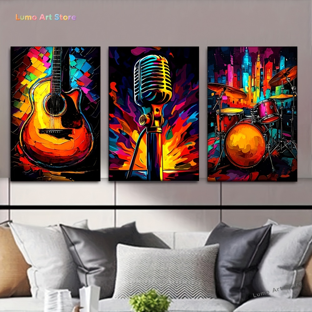 2D 3pcs/Set, Canvas Painting-- - Musical Instrument Drawing 评论和价格