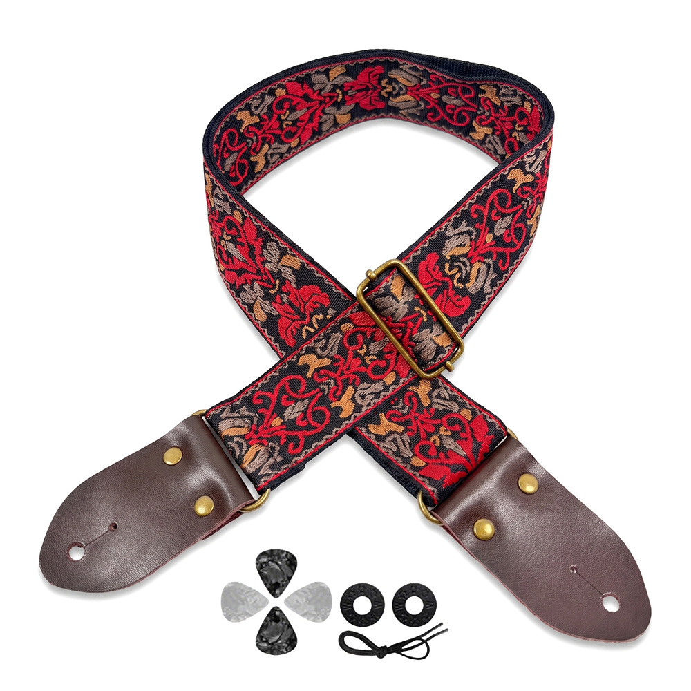 Embroidered Print Guitar Strap - Musical Instrument Bass 评论和价格