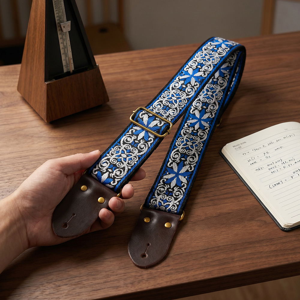 Embroidered Print Guitar Strap - Musical Instrument Bass 评论和价格