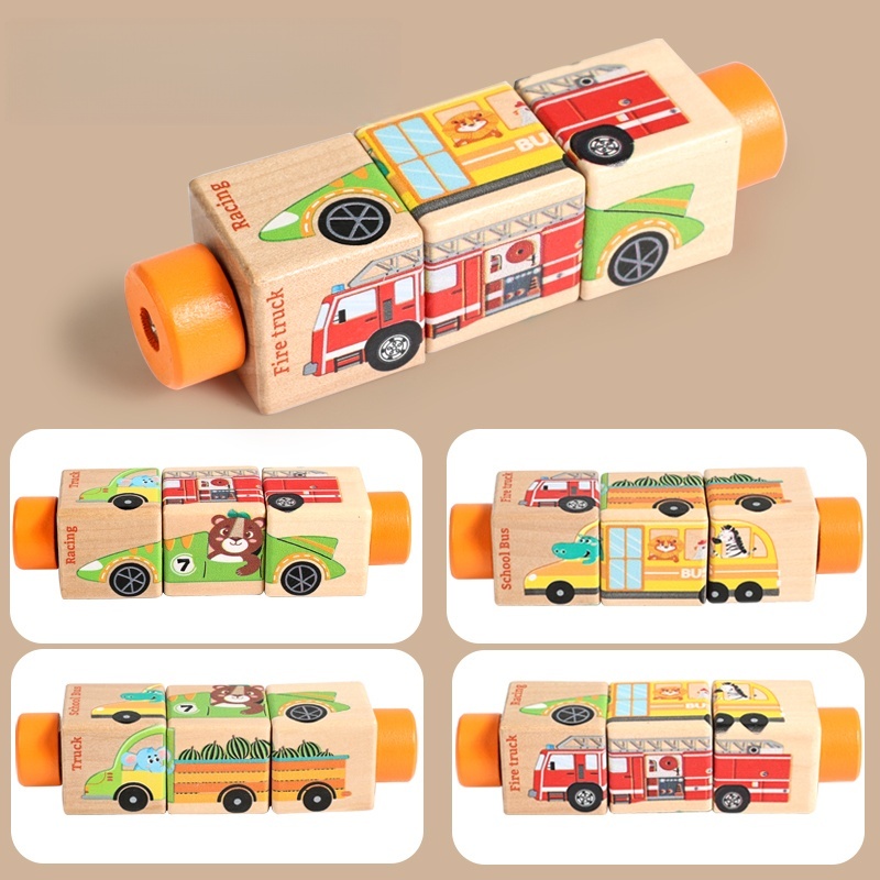 Baby Wooden Rotating Jigsaw Pu - Musical Instrument Rattle 评论和价格