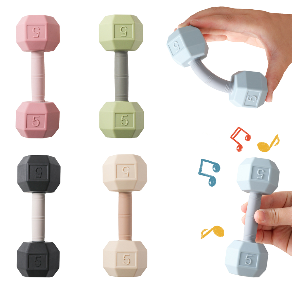 Baby Silicone Dumbbell Teether - Musical Instrument Rattle 评论和价格