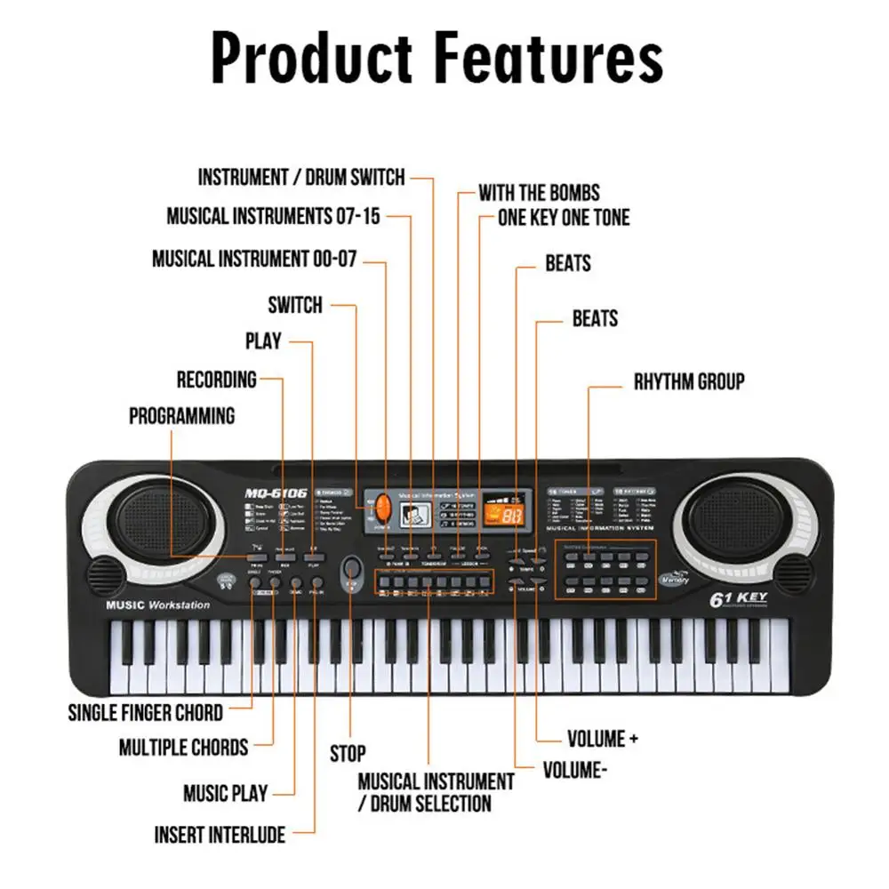 Kids Electronic Piano Keyboard - Musical Instrument Drawing 评论和价格