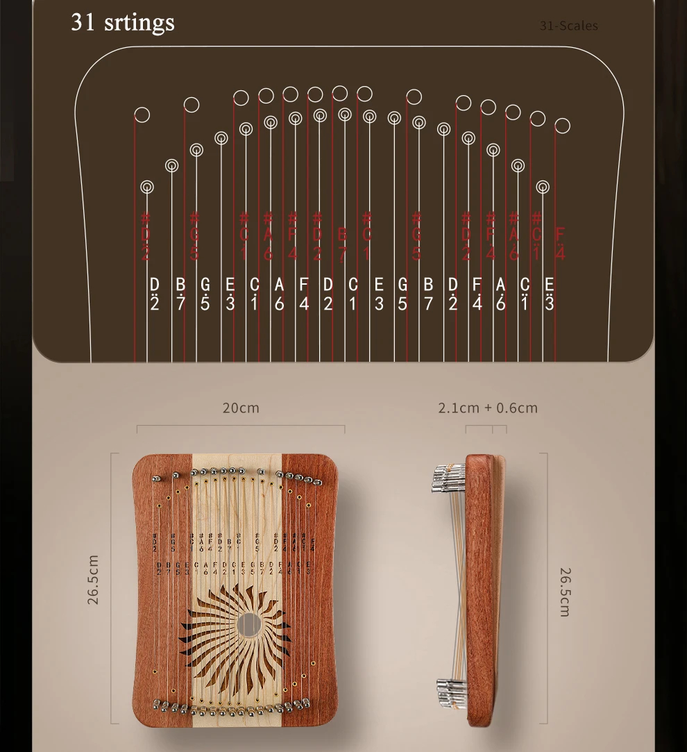 Hluru  Lyre 31 Strings Thumb K - Musical Instrument Names 评论和价格